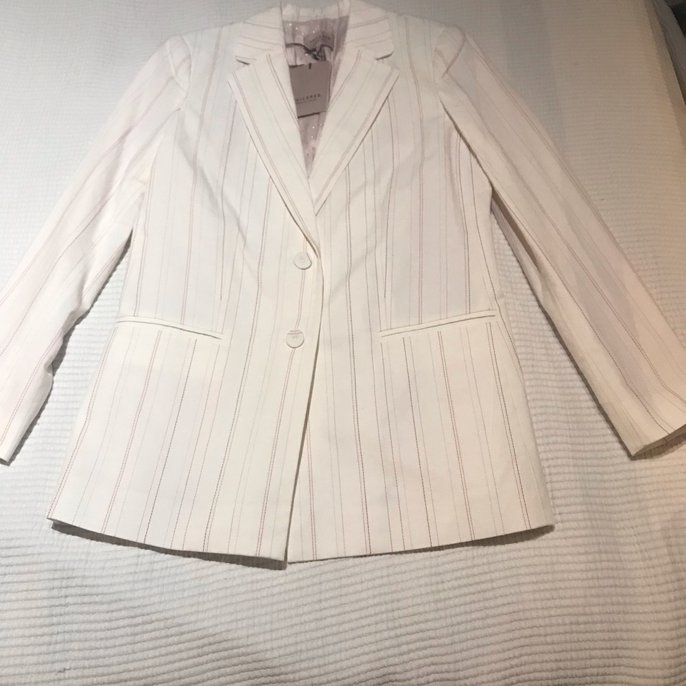 Rebecca Taylor “Tailored” white womens blazer w contrasting top stitch size 4